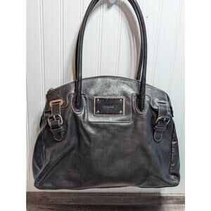Prune Women's Black Leather Oversized Shoulder Bag